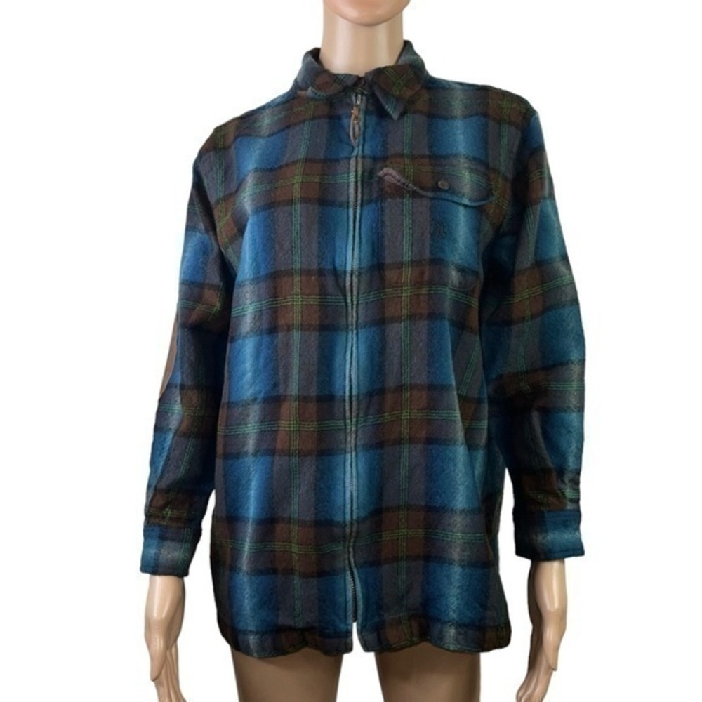 Ralph Lauren Women’s Casual Shirt 100% Wool Button Down plaid Size M Patch